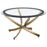Brooke Round Glass Top Coffee Table with Rose Brass Base
