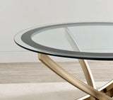 Brooke Round Glass Top Coffee Table with Rose Brass Base