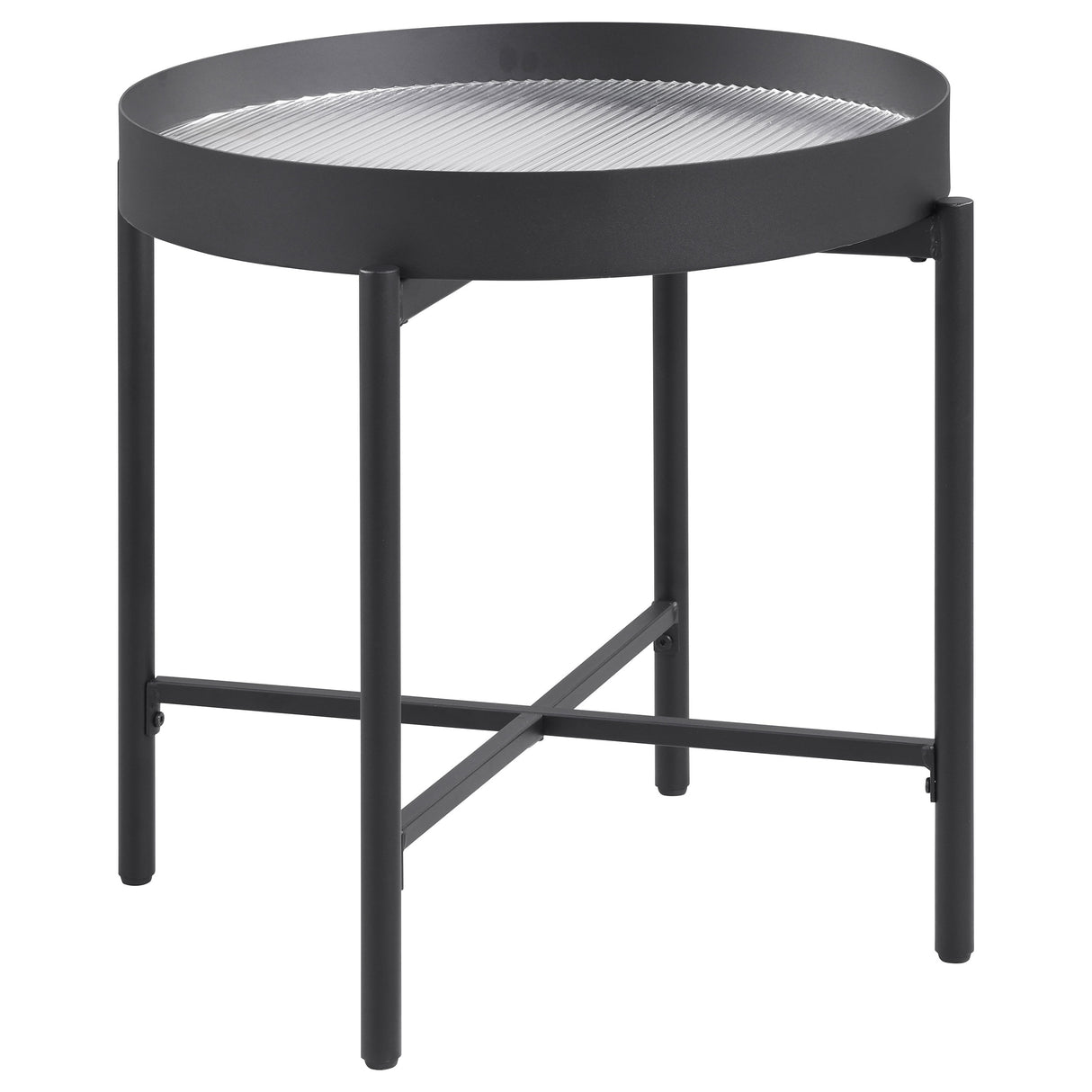 Ozella Round End Table with Recessed Top Sandy Black