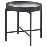 Ozella Round End Table with Recessed Top Sandy Black