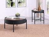 Ozella Round End Table with Recessed Top Sandy Black