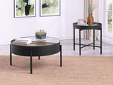 Ozella 2-Piece Round Coffee and End Table Set Sandy Black