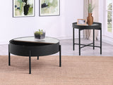 Ozella 2-Piece Round Coffee and End Table Set Sandy Black