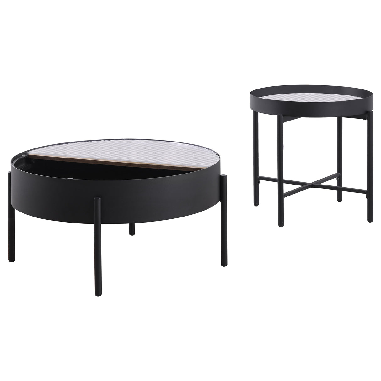 Ozella 2-Piece Round Coffee and End Table Set Sandy Black