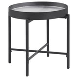 Ozella 2-Piece Round Coffee and End Table Set Sandy Black
