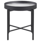 Ozella 2-Piece Round Coffee and End Table Set Sandy Black