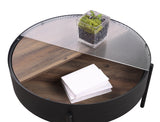 Ozella Round Coffee Table with Hidden Storage, Sandy Black