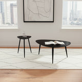 Odessa 2-Piece Triangular Black Mango Wood Coffee and End Table Set