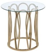 Monett Round Glass Top Side Table Chocolate Chrome