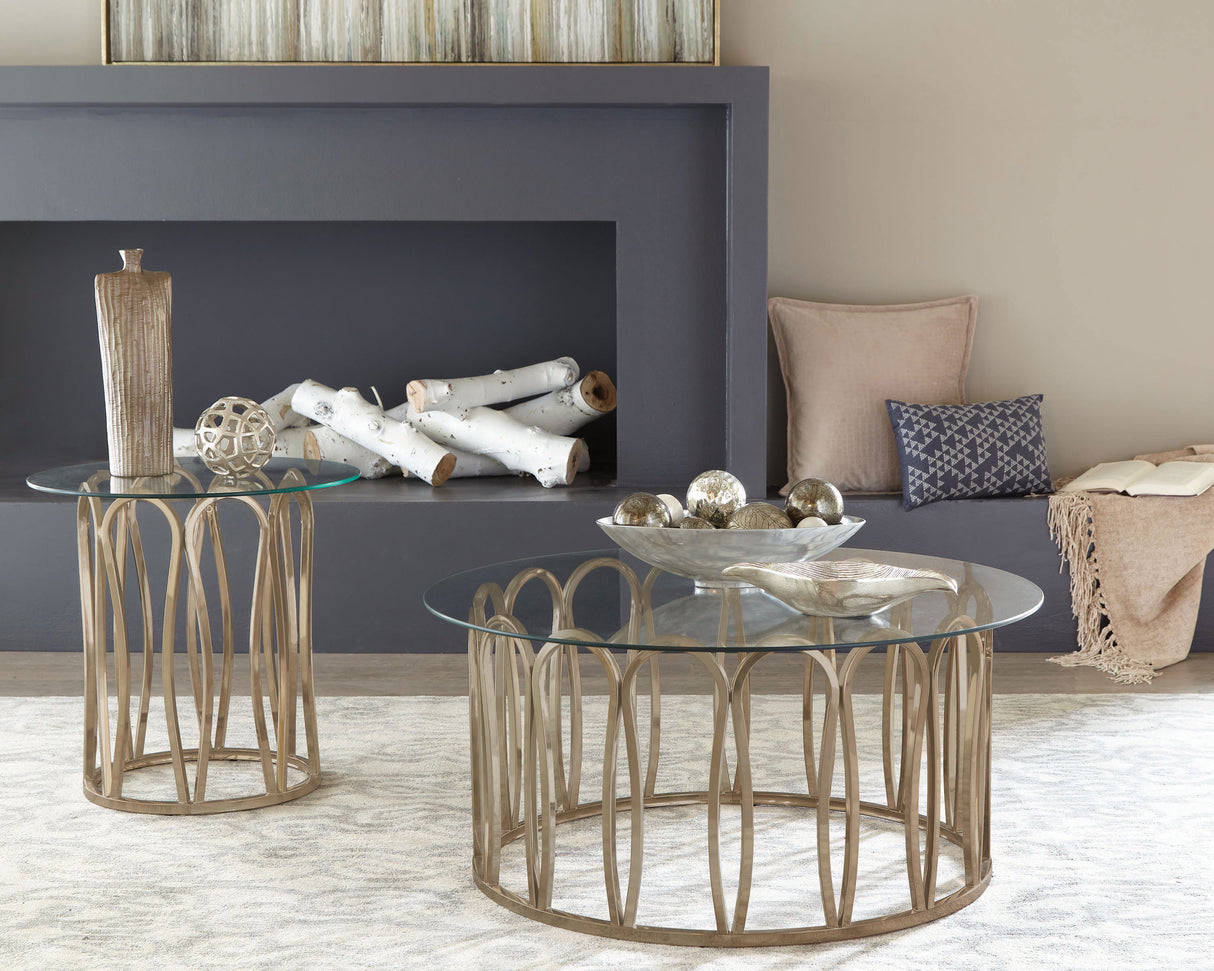 Monett Round Glass Top Side Table Chocolate Chrome