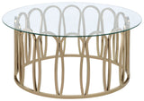 Monett Round Glass Top Coffee Table in Chocolate Chrome