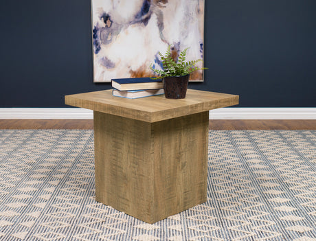 Devar Square Engineered Wood End Table, Mango Brown