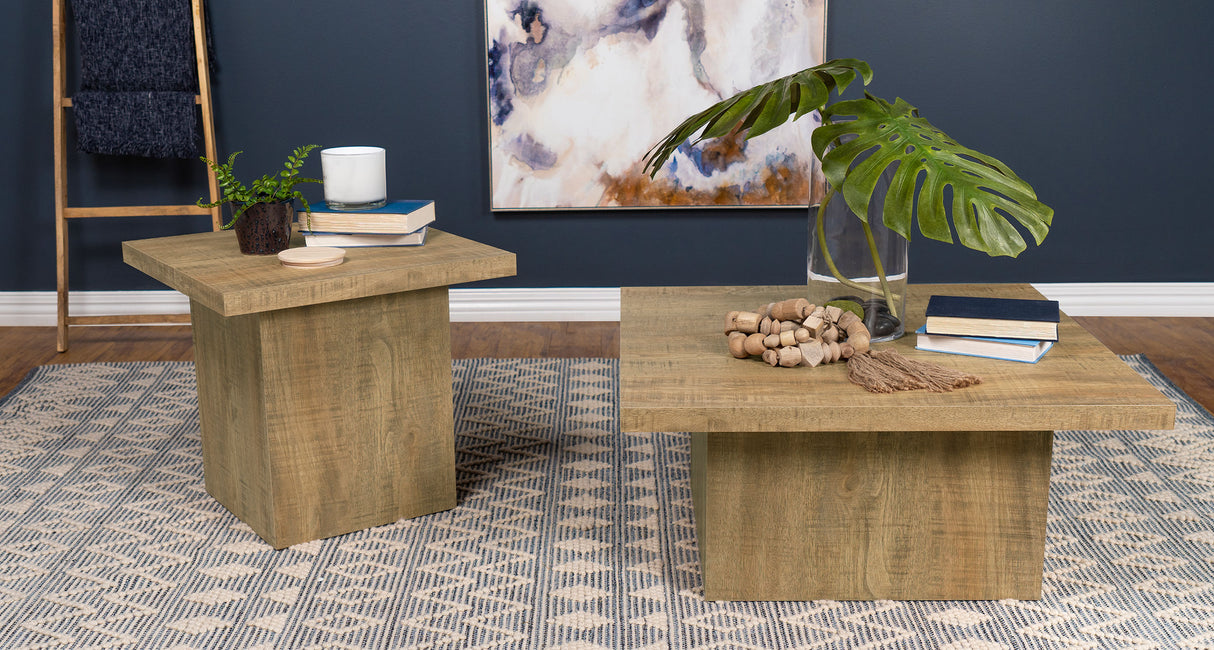Devar Square Engineered Wood End Table, Mango Brown