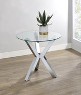 Kenzie Round Tempered Glass Top End Table Chrome