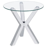 Kenzie Round Tempered Glass Top End Table Chrome
