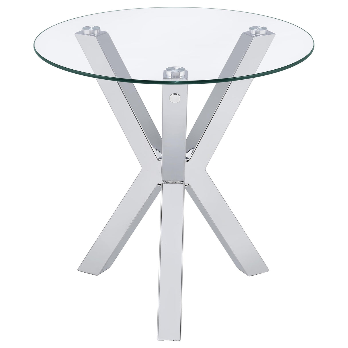 Kenzie Round Tempered Glass Top End Table Chrome