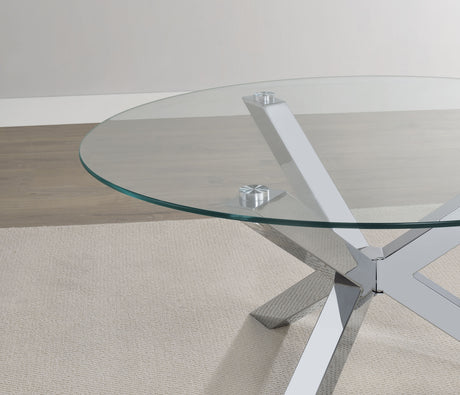 Kenzie Round Tempered Glass Top End Table Chrome