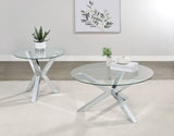 Kenzie 2-Piece Round Coffee and End Table Set Chrome