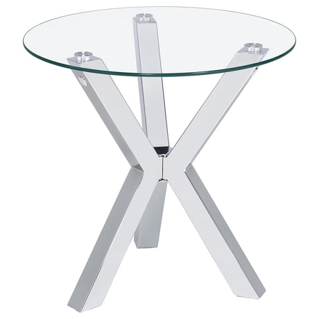 Kenzie 2-Piece Round Coffee and End Table Set Chrome