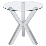 Kenzie 2-Piece Round Coffee and End Table Set Chrome