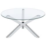 Kenzie Round Tempered Glass Top Cocktail Table Chrome