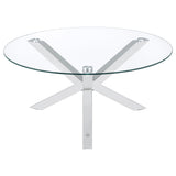 Kenzie Round Tempered Glass Top Cocktail Table Chrome