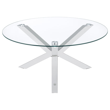 Kenzie Round Tempered Glass Top Cocktail Table Chrome