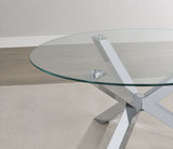 Kenzie Round Tempered Glass Top Cocktail Table Chrome