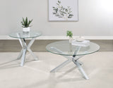 Kenzie Round Tempered Glass Top Cocktail Table Chrome