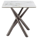 Carvell Square Sintered Stone End Table, Mirage White