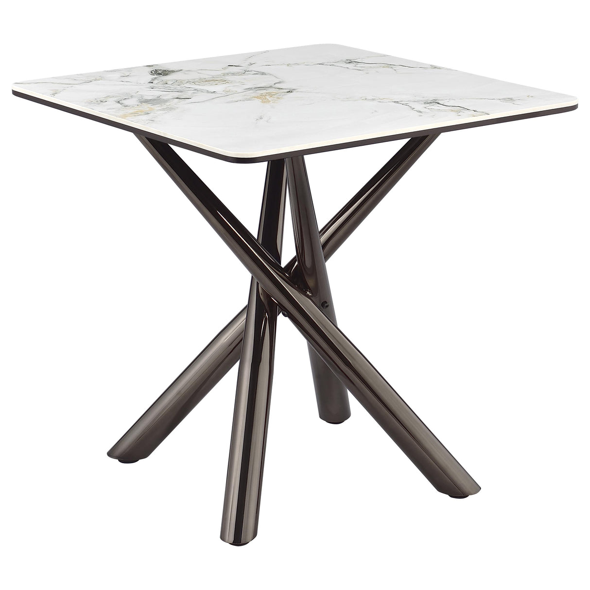 Carvell Square Sintered Stone End Table, Mirage White
