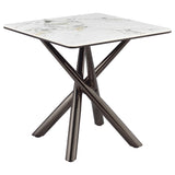 Carvell Square Sintered Stone End Table, Mirage White