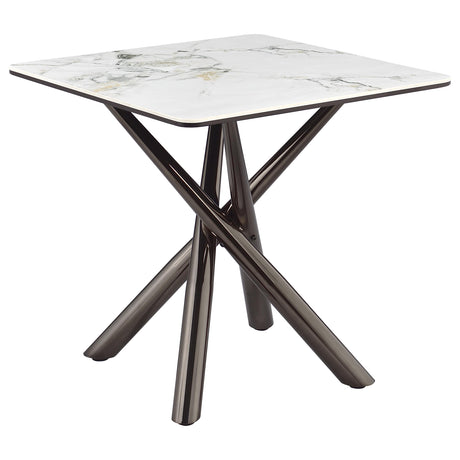 Carvell Square Sintered Stone End Table, Mirage White