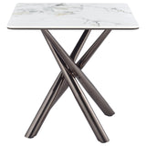 Carvell Square Sintered Stone End Table, Mirage White