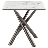 Carvell Square Sintered Stone End Table, Mirage White
