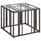 Adri Rectangular Glass Top Side Table Black Nickel