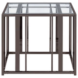 Adri Rectangular Glass Top Side Table Black Nickel