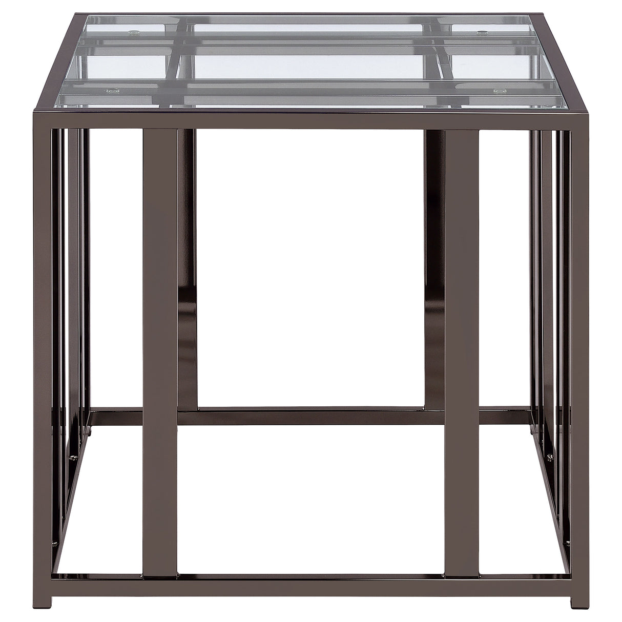 Adri Rectangular Glass Top Side Table Black Nickel
