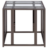 Adri Rectangular Glass Top Side Table Black Nickel