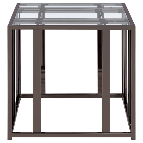 Adri Rectangular Glass Top Side Table Black Nickel