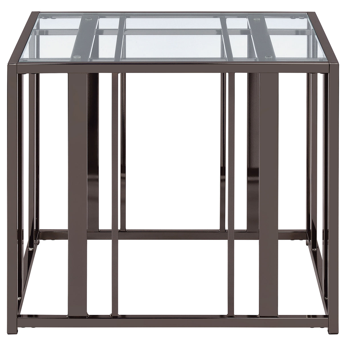 Adri Rectangular Glass Top Side Table Black Nickel