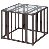 Adri Rectangular Glass Top Side Table Black Nickel
