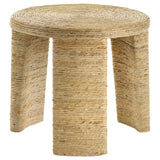 Artina Woven Rattan Round Side Table, Natural Brown