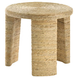 Artina Woven Rattan Round Side Table, Natural Brown