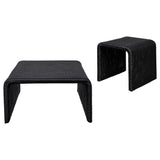 Cahya 2-Piece Rattan Coffee and End Table Set, Black