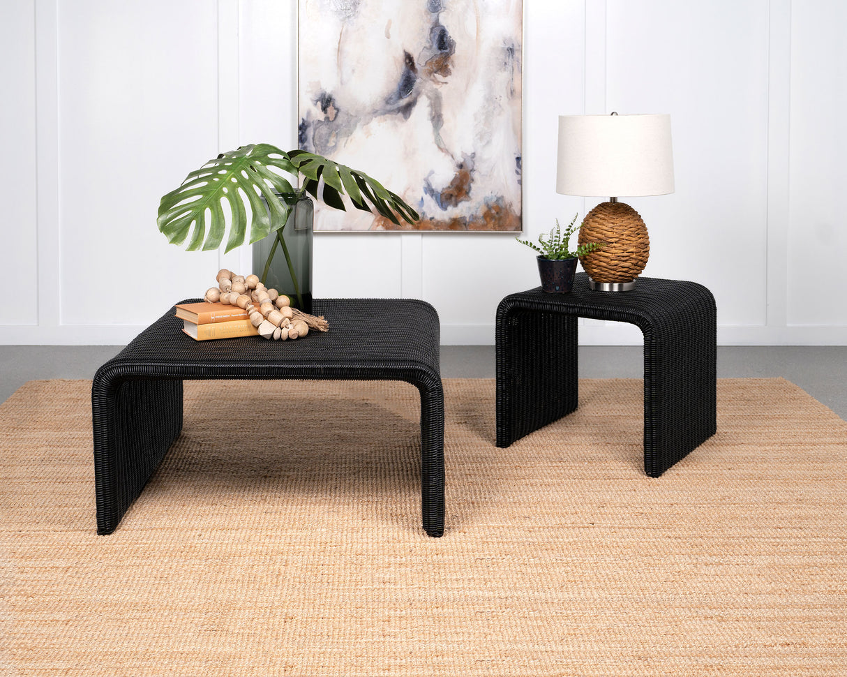 Cahya Woven Rattan Square Coffee Table in Black