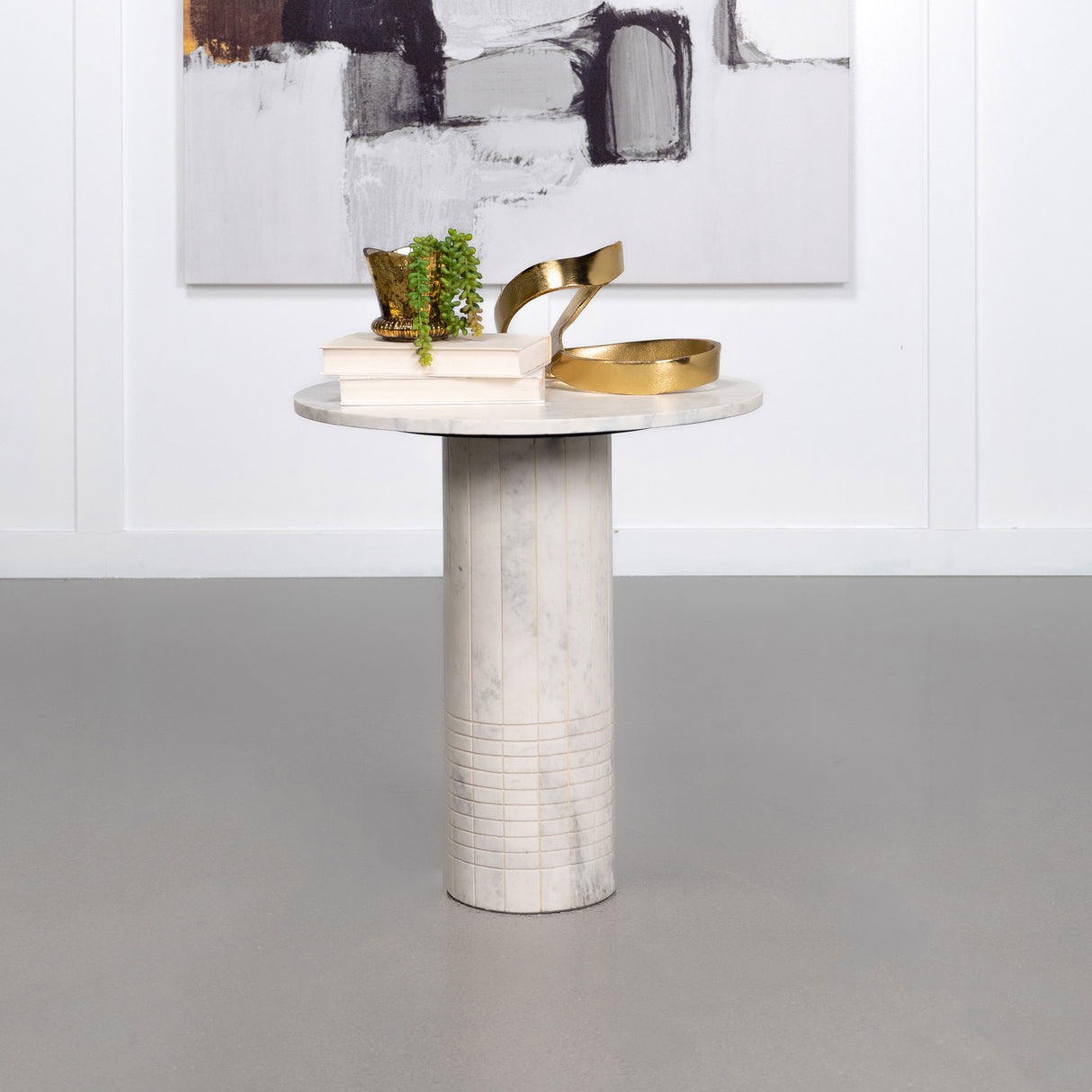 Astoria Round White Marble Side Table