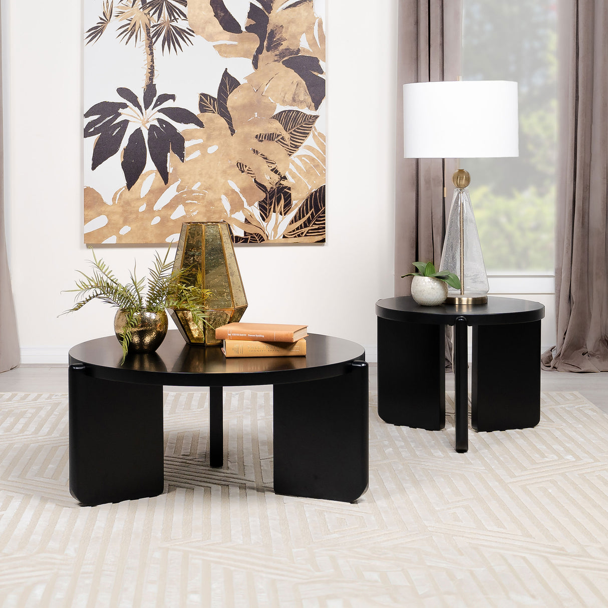 Cordova Round Solid Wood End Table, Black