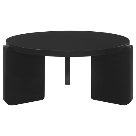 Cordova Round Solid Wood Coffee Table in Black
