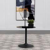 Ganso Round Metal End Table with Tempered Glass Top